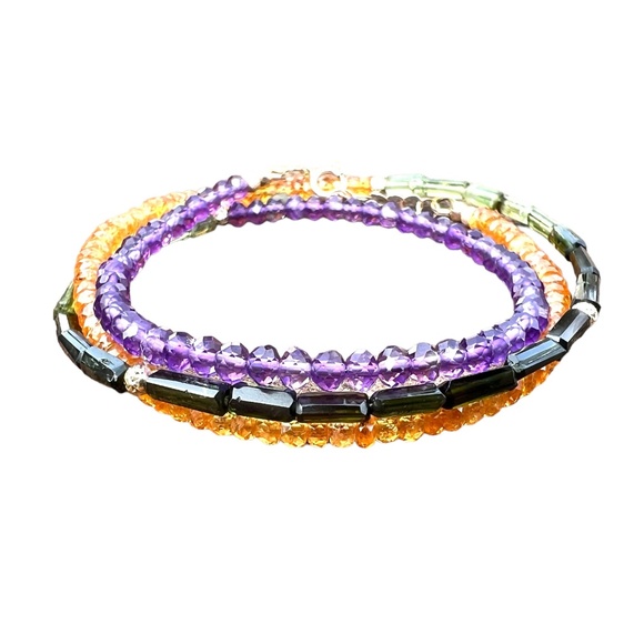 14K Gold Wrap Bracelet / Necklace – Amethyst, Green Tourmaline & Mandarin Garnet - Picture 7 of 8